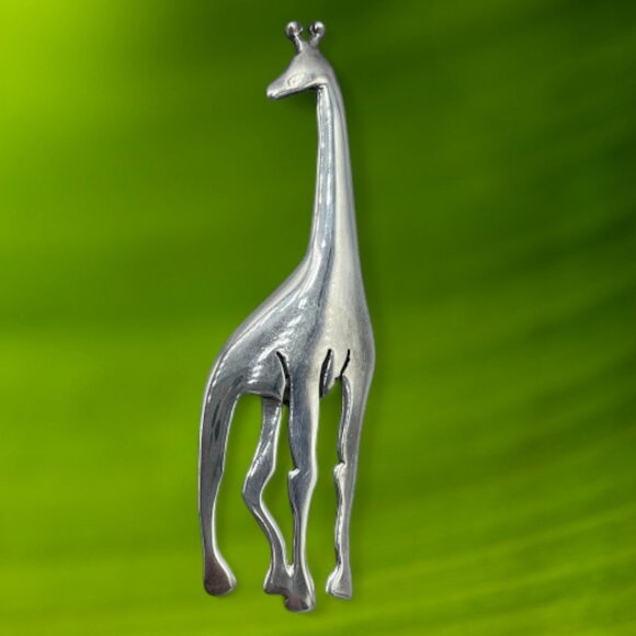 Vintage SUE B. 925 Sterling Silver Giraffe Brooch Safari Figural Pin - Picture 6 of 9